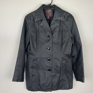 G-III Apparel 100% Leather Mid Length 4 Button Jacket Coat